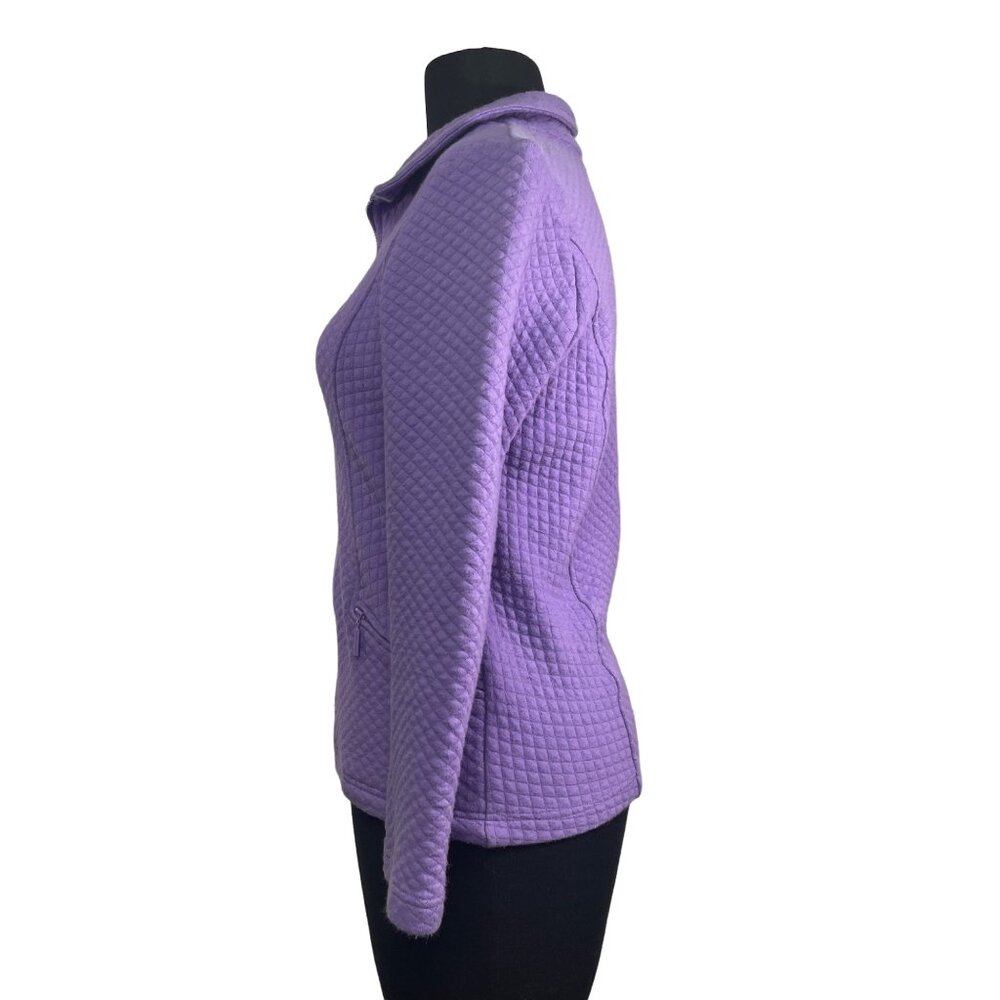 Itsu Size Small Quilted Zip-Up Jacket Purple Cotton Blend Lightweight  Pre-Owned - Picture 3 of 7